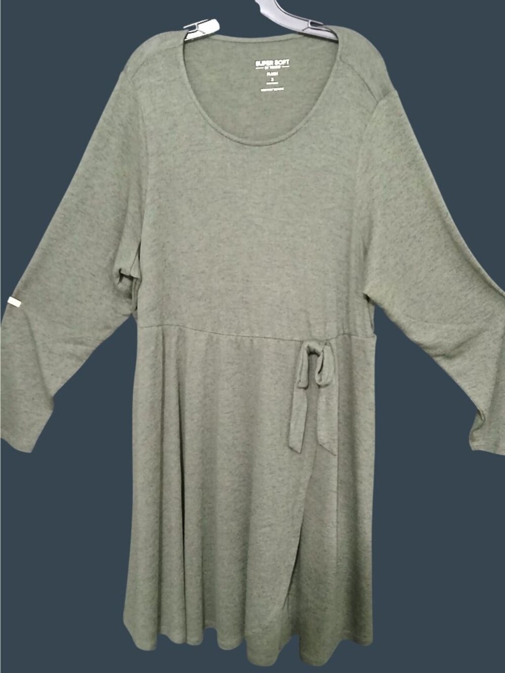 Torrid Super Soft Plush Hacci Knit Faux Wrap Dress Size 3X 3 Green Knee Length